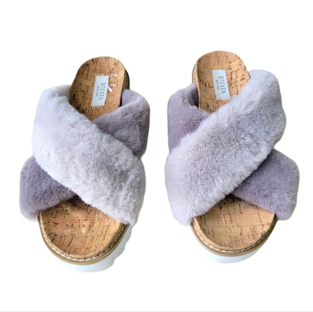 Steven by Steve Madden Womens fuzzy Slide Sandal 7